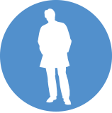 blue circle with silhouette of person
